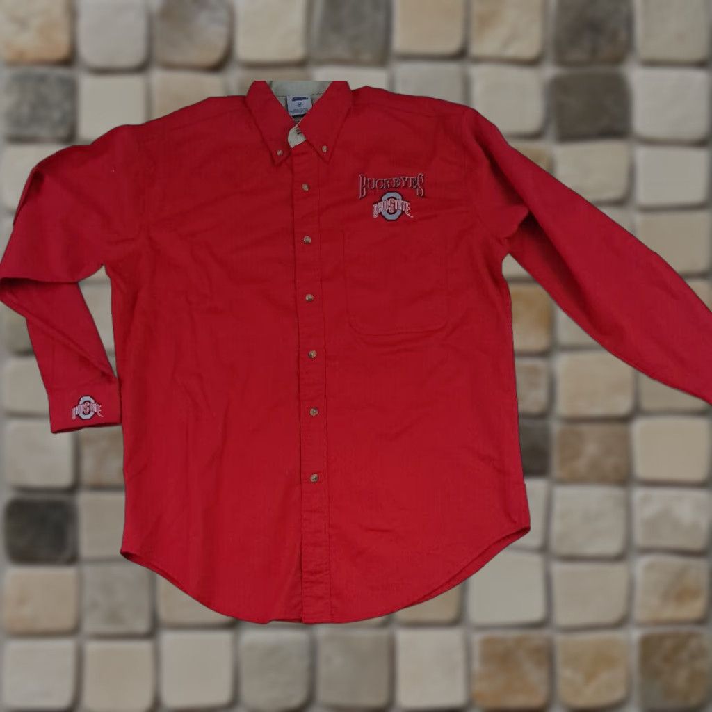 Vintage VINTAGE Ohio State Buckeyes Shirt M Medium Red Button-Up Embroidered Logo 90s Mens Size US M / EU 48-50 / 2 - 1 Thumbnail