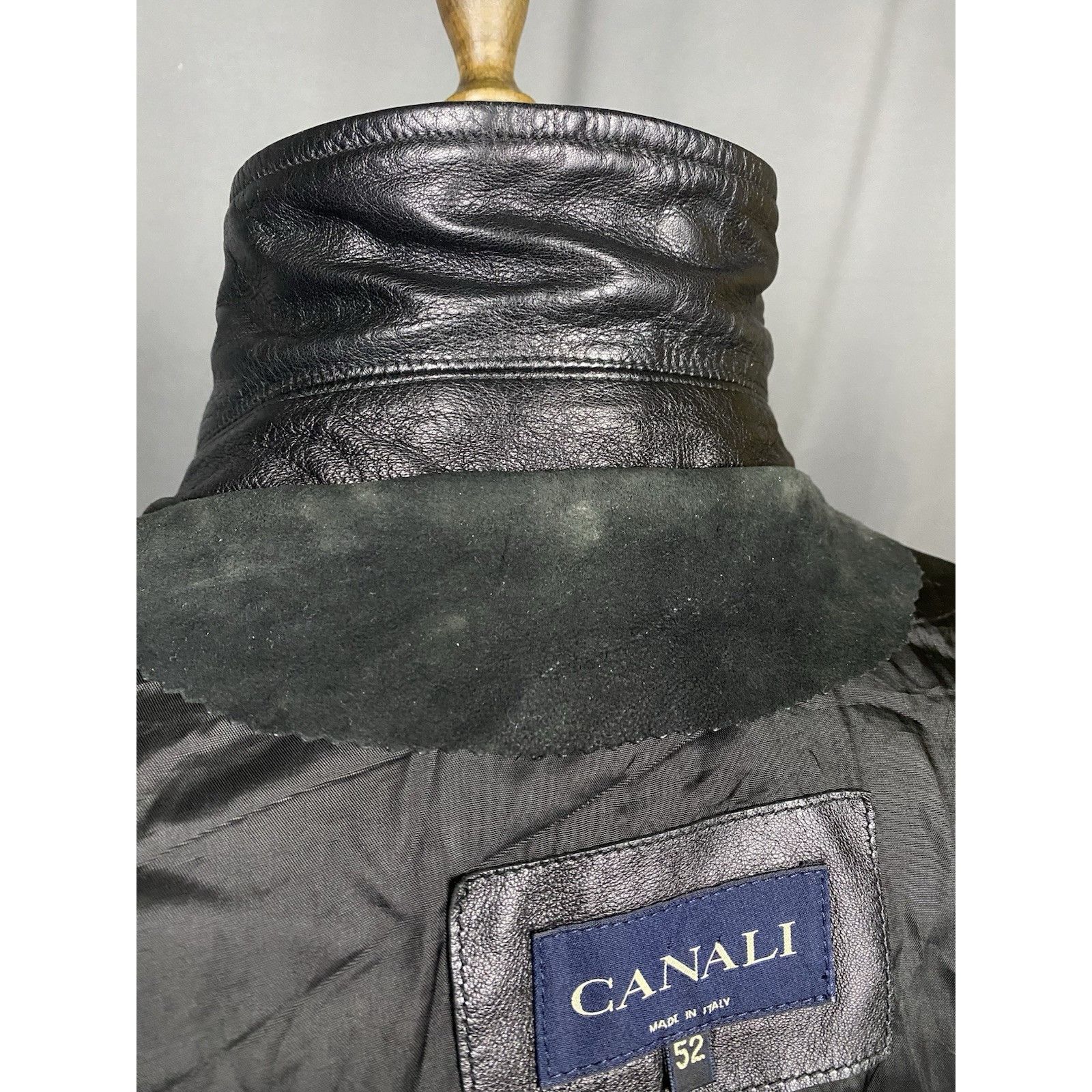 Canali Canali Vintage Men's Black Leather Coat Size 52 Size US L / EU 52-54 / 3 - 10 Thumbnail