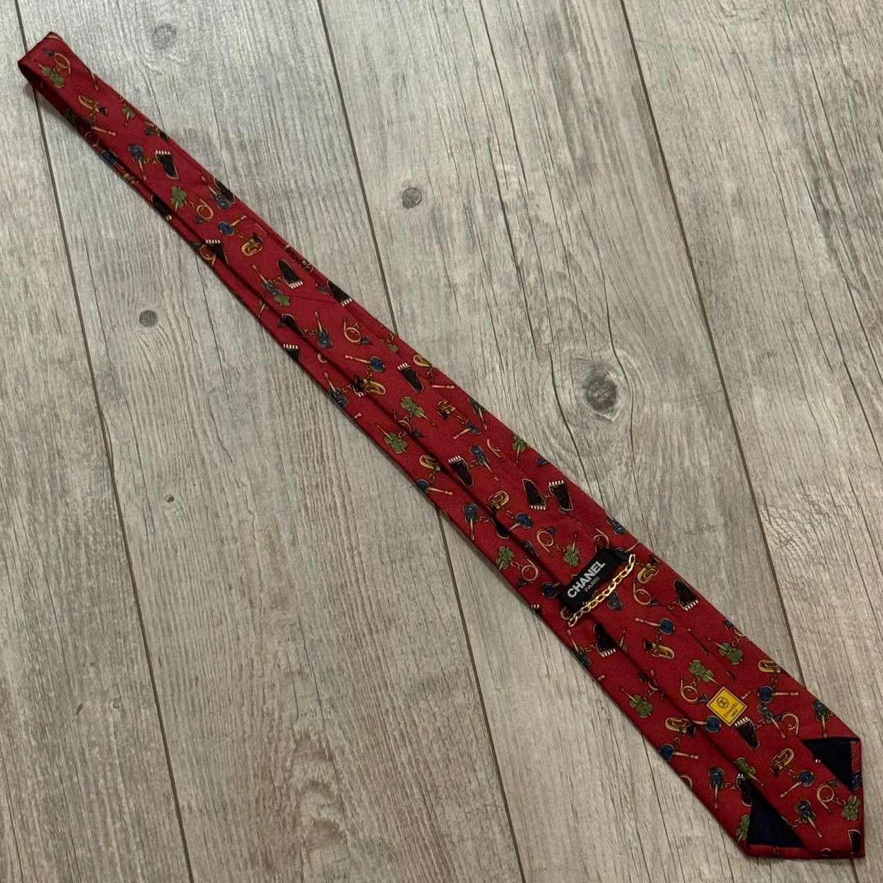 Chanel Vintage CHANEL Graphic Pattern Silk Tie Size ONE SIZE - 4 Thumbnail