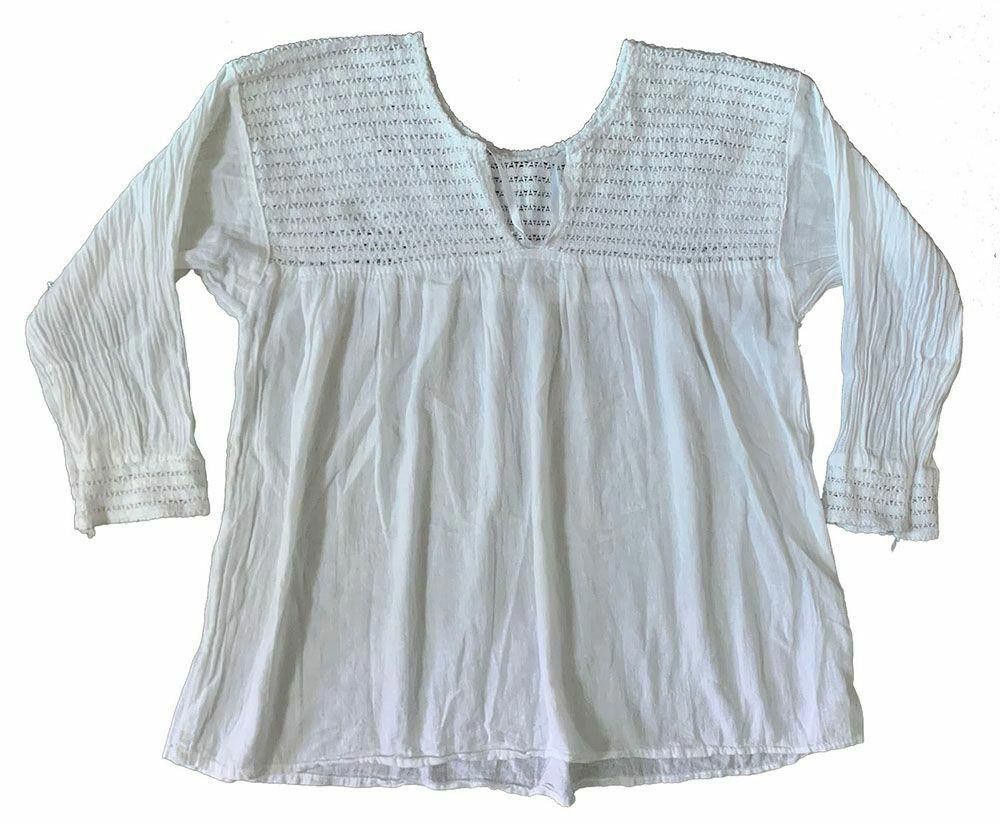Designer Pre Owned White Hand Made Blouse M Size M / US 6-8 / IT 42-44 - 5 Thumbnail