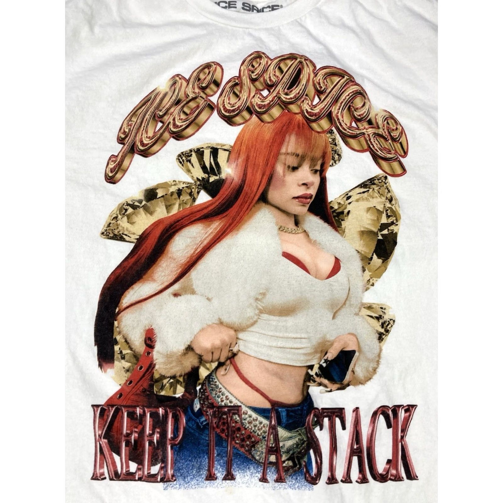 Vintage Ice Spice Keep It A Stack Graphic Shirt XL White Short Sleeve Music Size US S / EU 44-46 / 1 - 2 Thumbnail