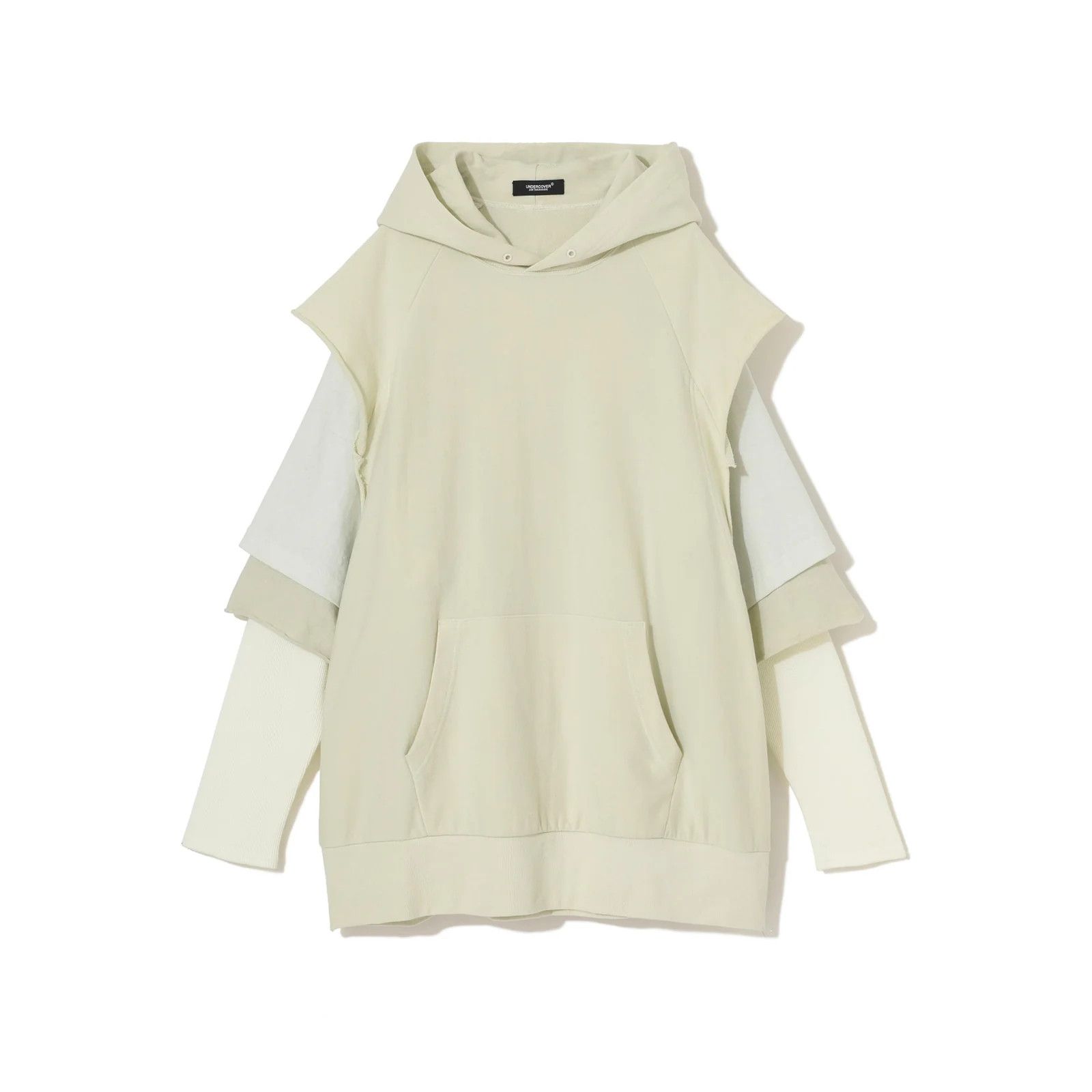 image of Undercover Mens Layered Sleeve Hoodie in Ivory (Size XL)