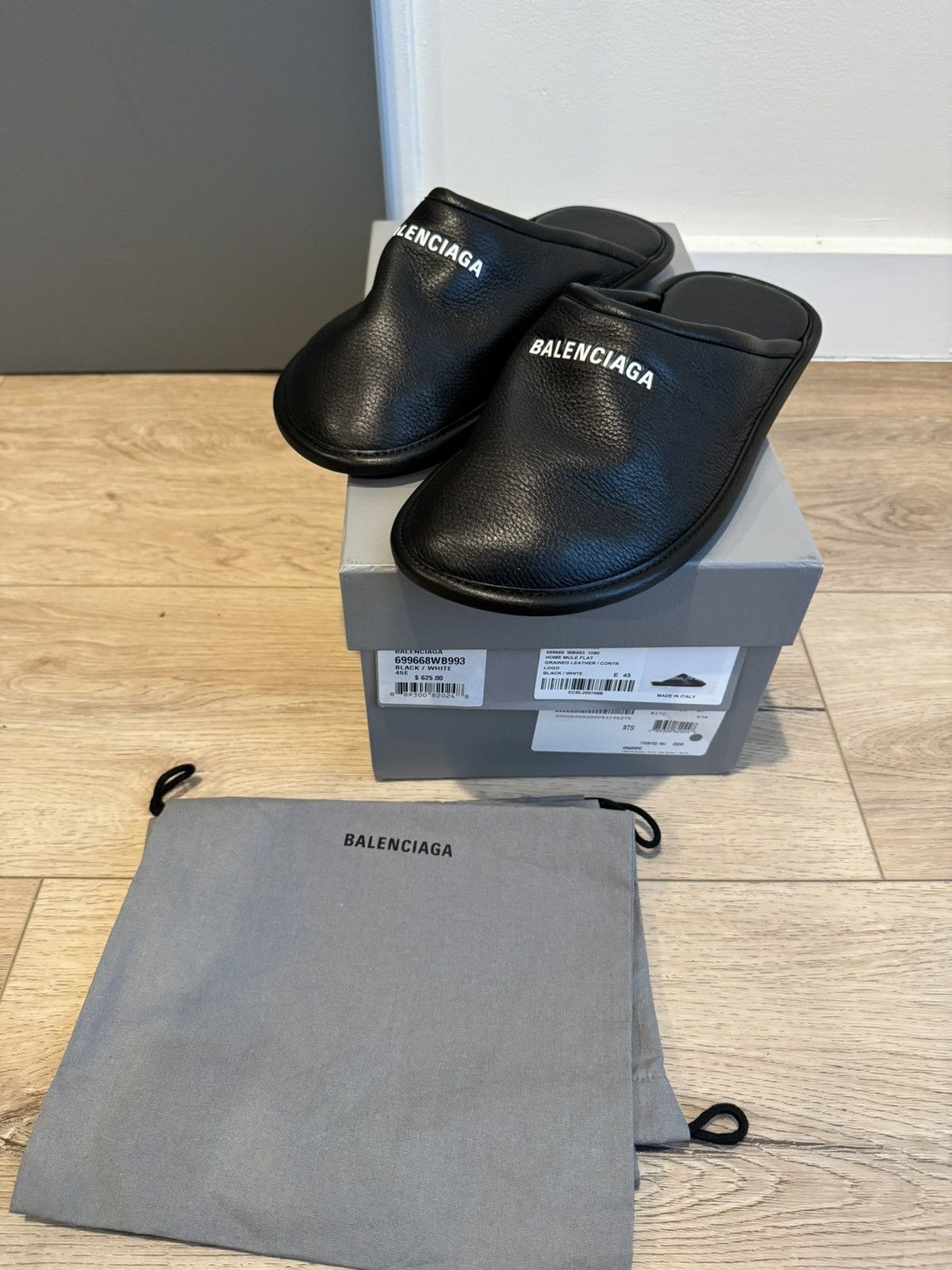 Balenciaga Balenciaga Home Mule Black Leather Size US 12 / EU 45 - 2 Thumbnail