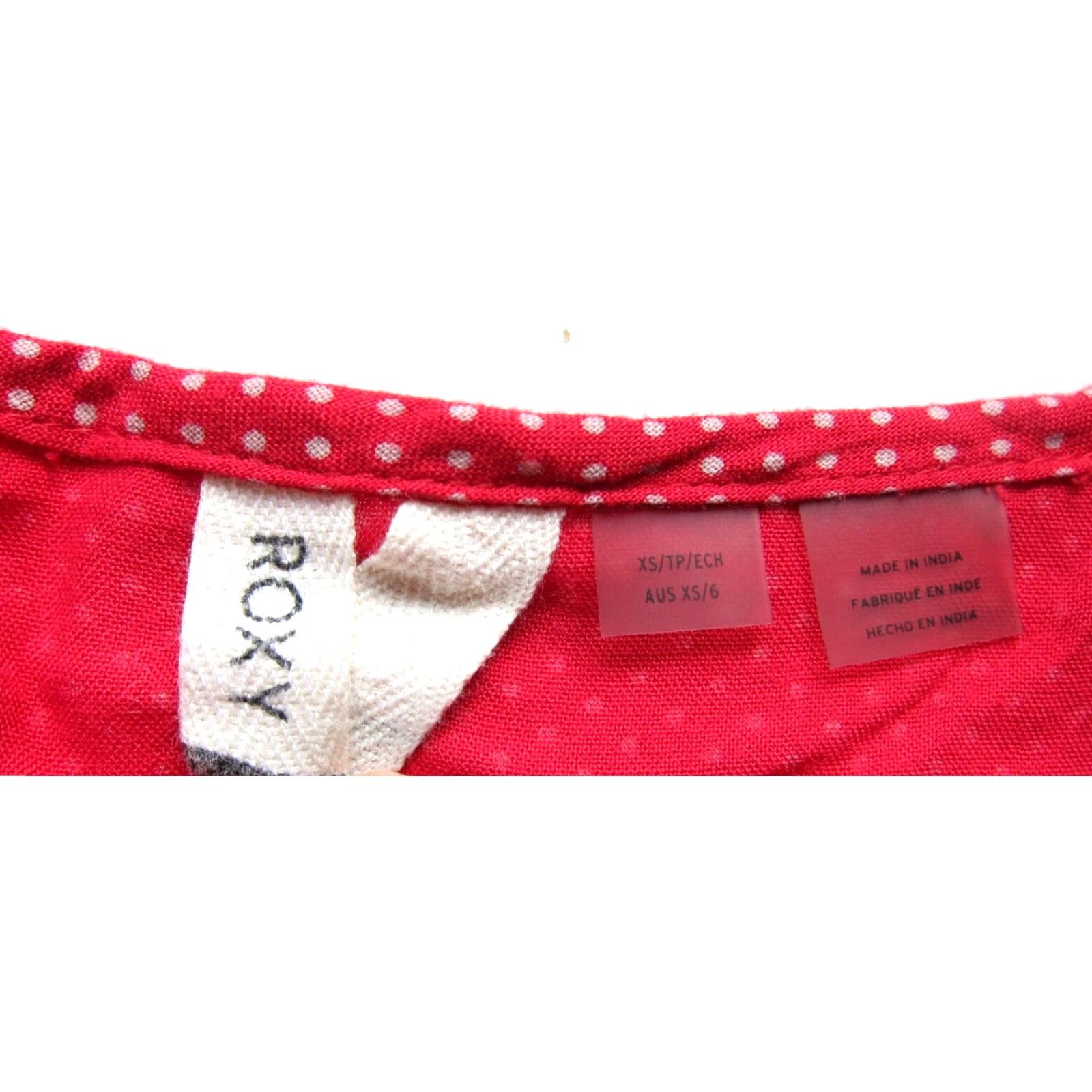 Vintage ROXY Wrap Dress Short Sleeve XS Red Polka Dot 100% Rayon Women Size 26" / US 2 / IT 38 - 5 Thumbnail