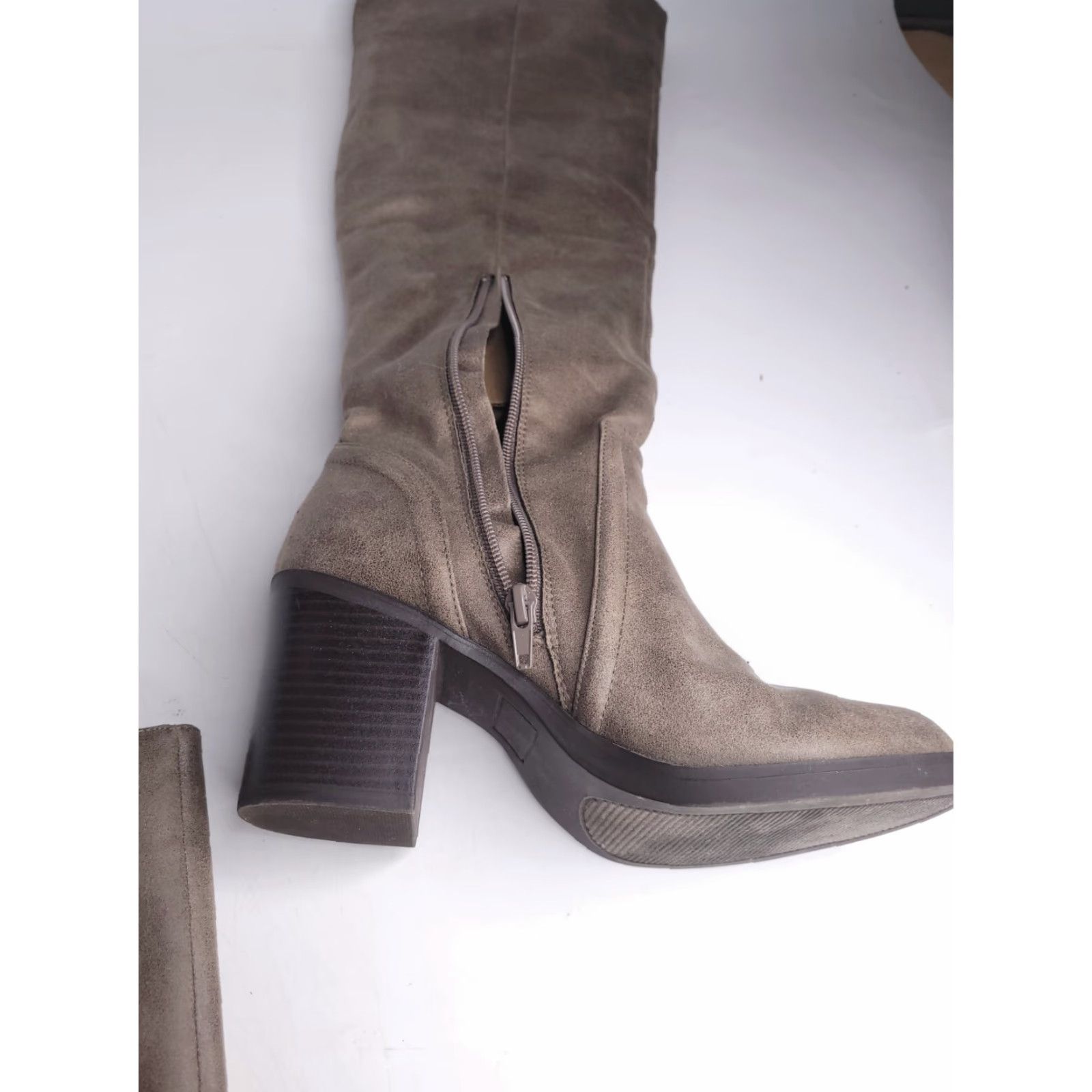Sugar Sugar Boots Womens 8 Brown Tall Calf Riding Faux Suede Block Heel Almond Toe Bootie Size US 8 / IT 38 - 5 Thumbnail