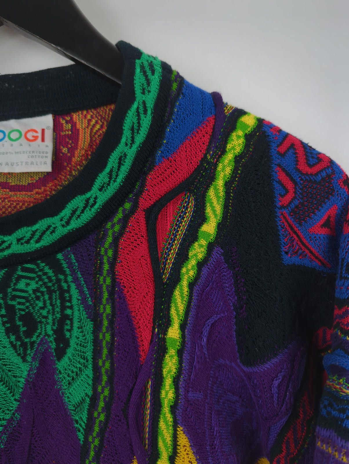 Coogi VTG COOGI Sz XL Knit RARE CURRENCY DESIGN Sweater Multicolor Size US XL / EU 56 / 4 - 2 Thumbnail