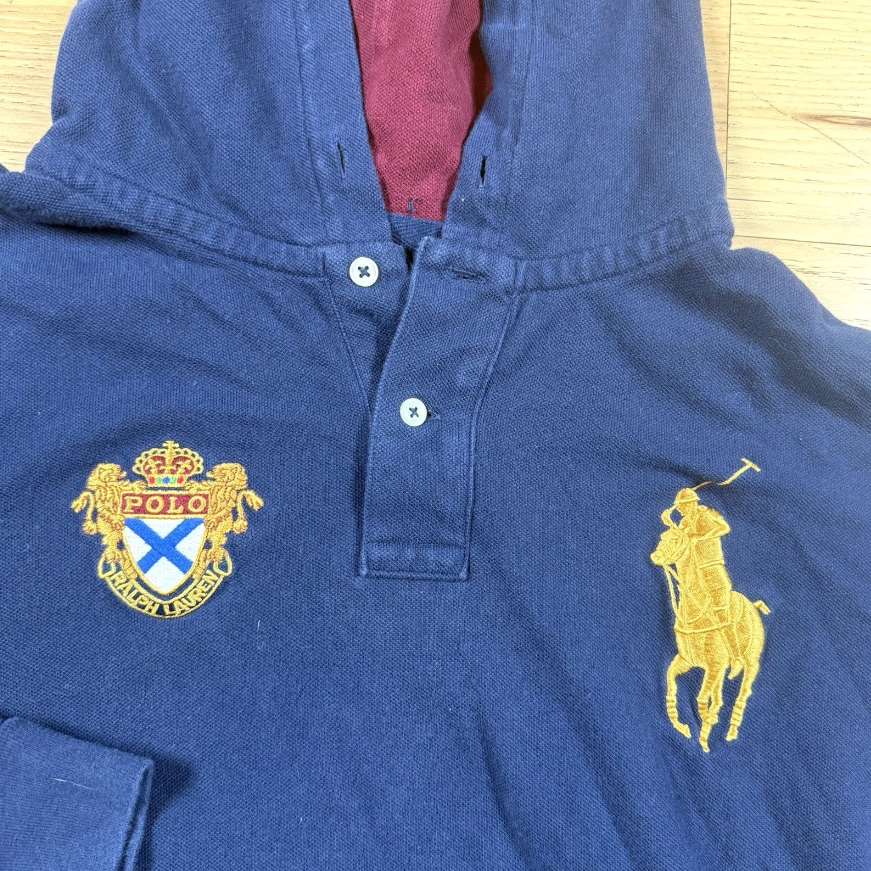 Ralph Lauren Ralph Lauren Polo Hooded Shirt Mens L Blue Long Sleeve Pullover Sweatshirt with Crest Pony Crest Metal Theme Size US L / EU 52-54 / 3 - 3 Thumbnail