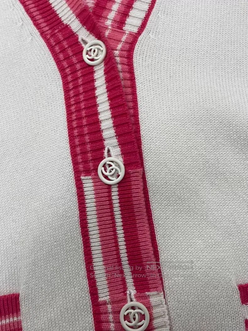Chanel Chanel Red and white striped cashmere knitted cardigan coa Size XXS / US 00 / IT 34 - 2 Thumbnail