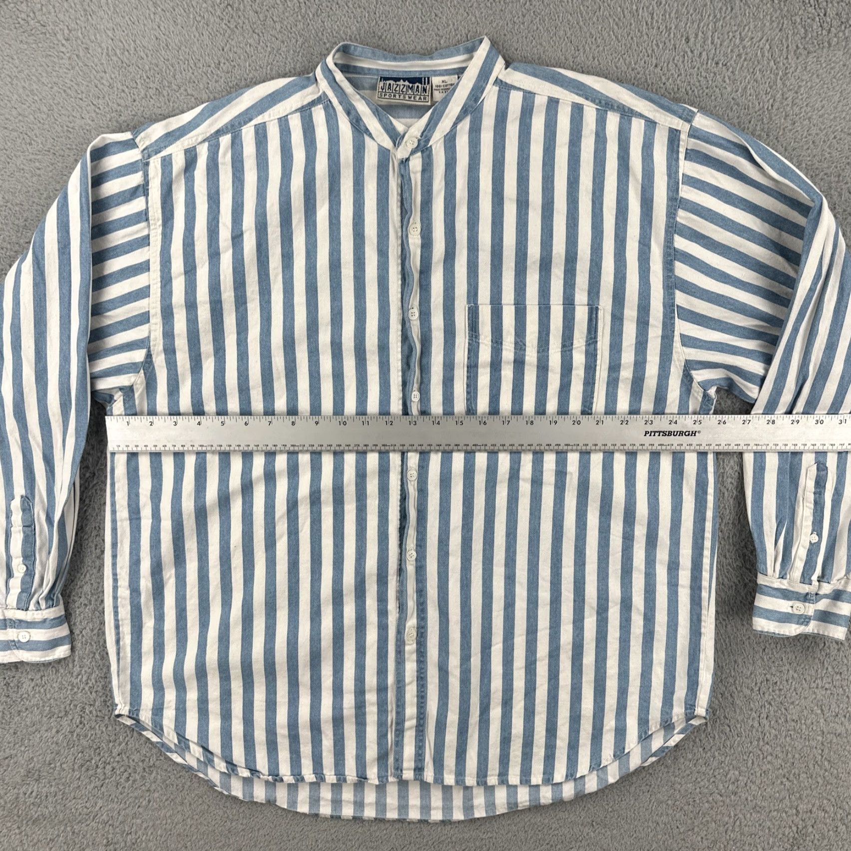 Vintage VINTAGE Jazzman Sportswear 90s XL Long Sleeve Button-Up Shirt Blue White Stripes Size US XL / EU 56 / 4 - 7 Thumbnail