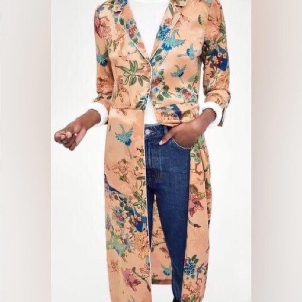 Zara Zara l Satin Floral Button Down Kimino Duster/Dress XS Size XS / US 0-2 / IT 36-38 - 11 Thumbnail