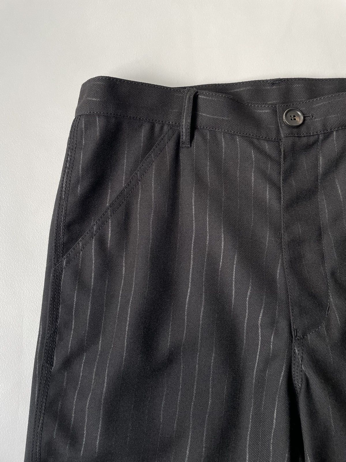 Comme des Garcons Black Pinstripe Wool Utility Trousers Size US 32 / EU 48 - 2 Thumbnail