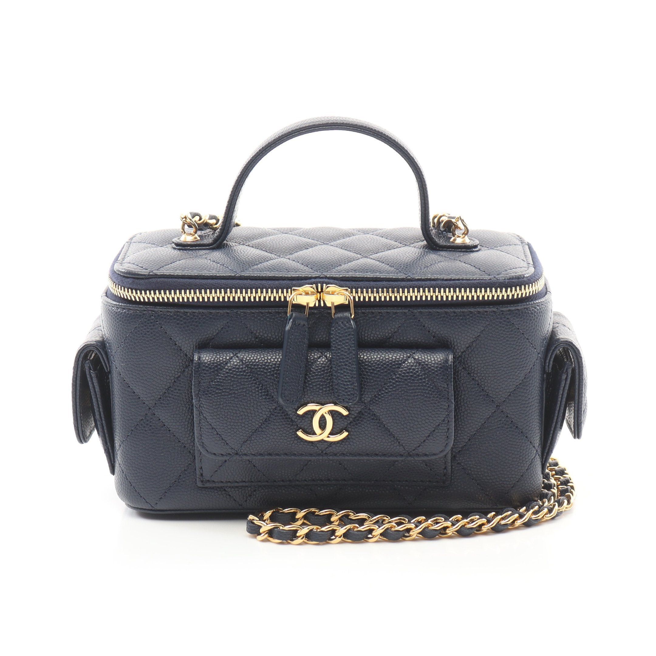 Chanel Chanel Matelasse Vanity Bag Chain Shoulder Caviar Skin Navy Gold Hardware Size ONE SIZE - 1 Thumbnail