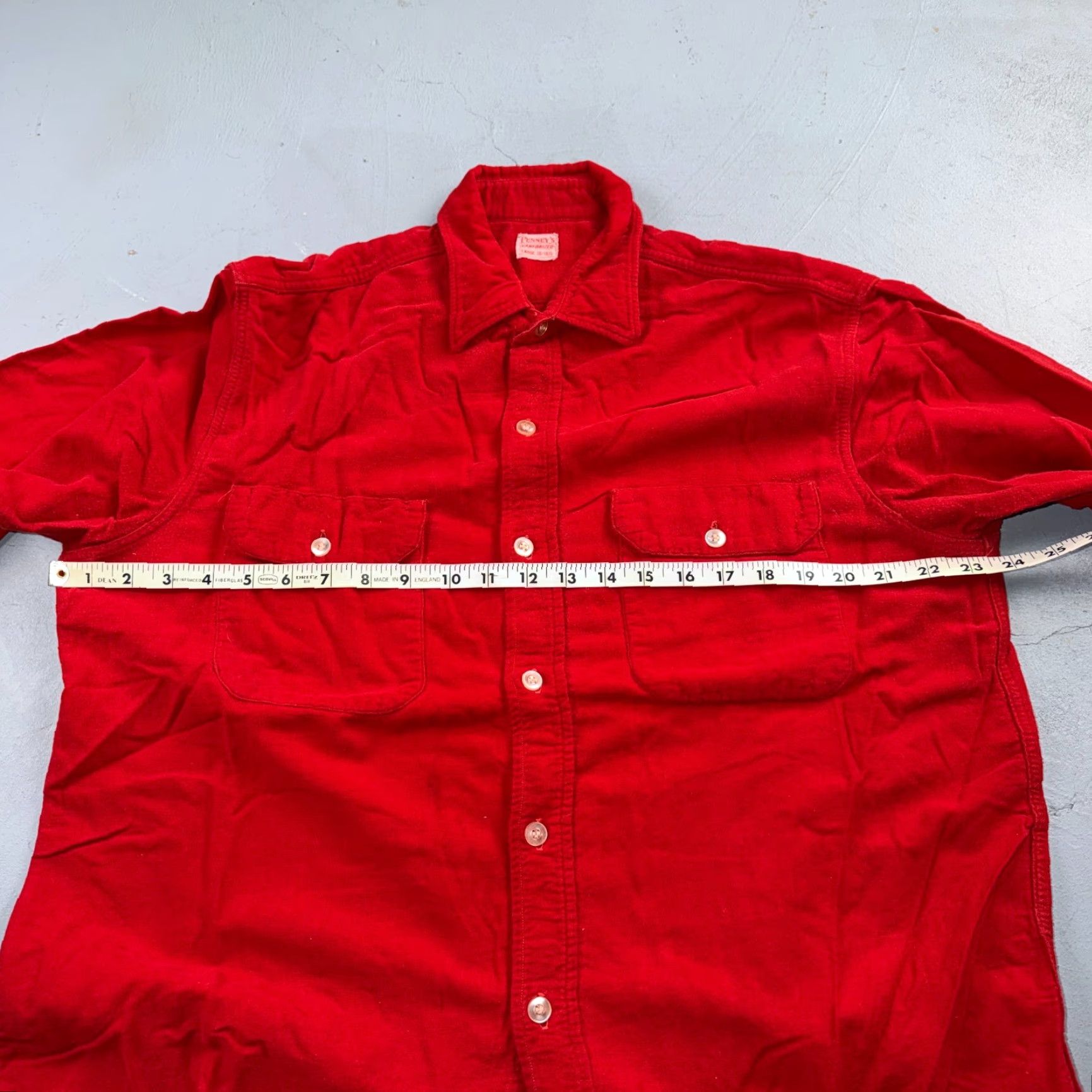 JCPenney VINTAGE Penneys Jacket Red Cotton 1940s 40s 50s Plaid Flannel Shirt Rockabilly Mens Large Size US L / EU 52-54 / 3 - 7 Thumbnail