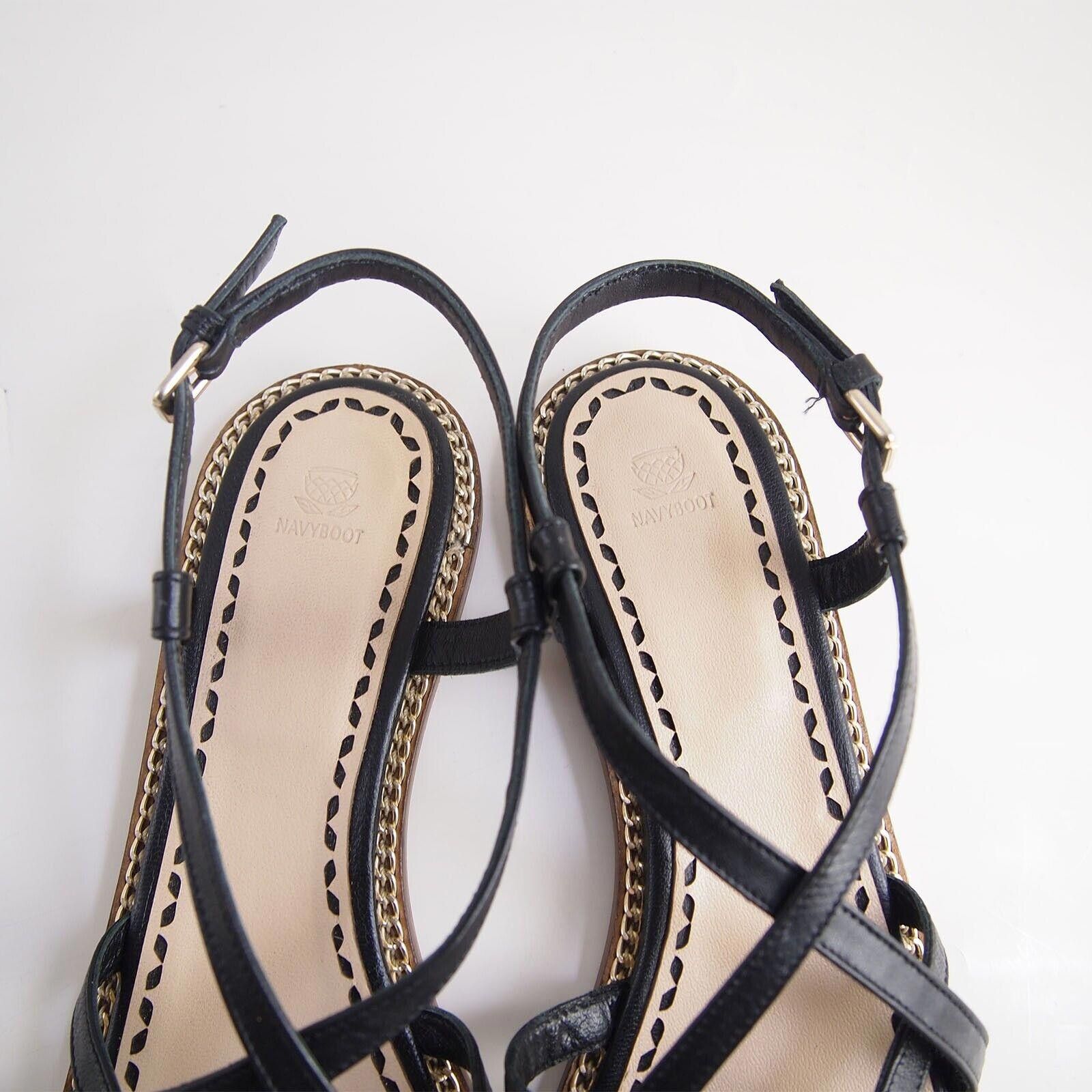 Designer Navyboot Strappy Sandals Black Leather Womens US 10 EU 40 Size US 10 / IT 40 - 4 Thumbnail