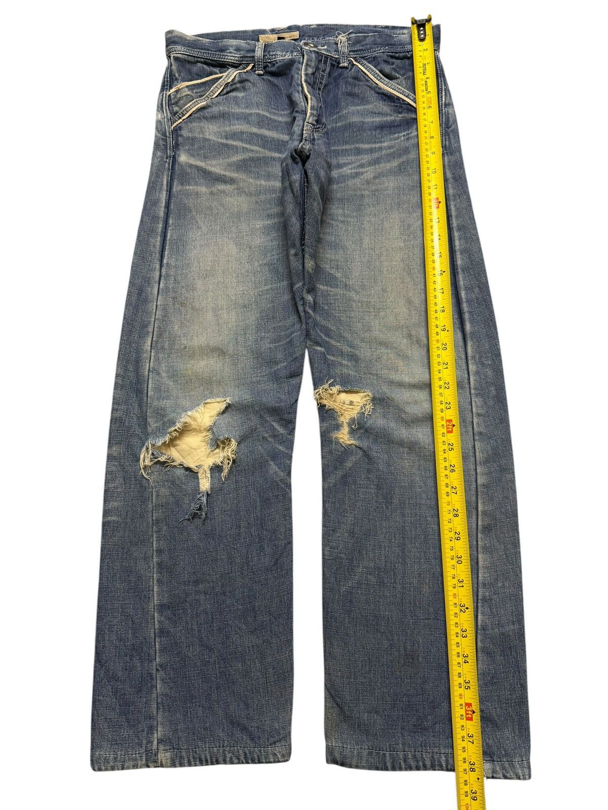 Norbit Vintage 90s Japan Norbit Blue Faded Wash Distressed Wide Leg Size US 31 - 10 Thumbnail