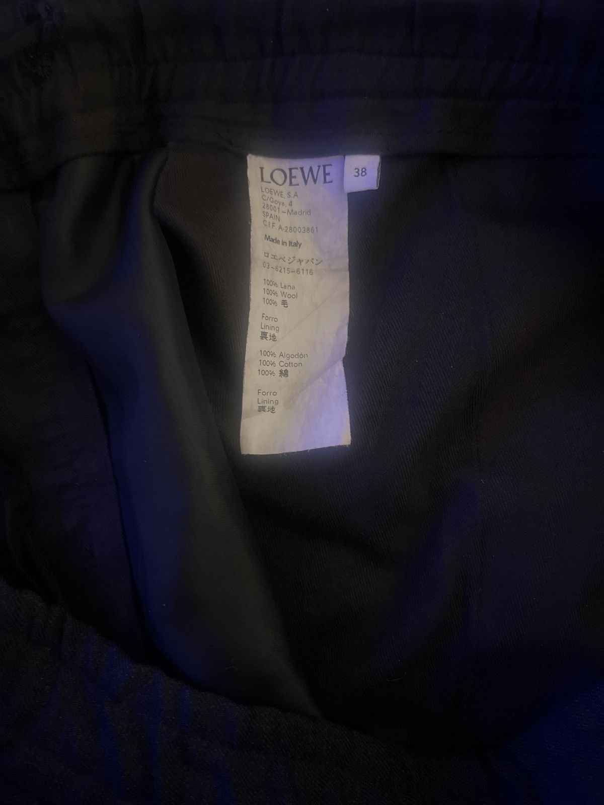 Loewe Wool elastic waist trouser, Navy Size US 31 - 5 Thumbnail
