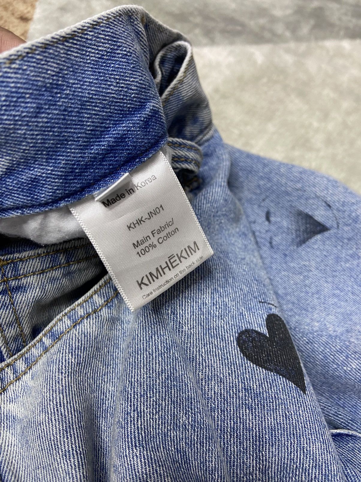 KIMHEKIM KIMHEKIM Heart Stample Sky Blue High Waist Jeans Size 31" - 6 Thumbnail