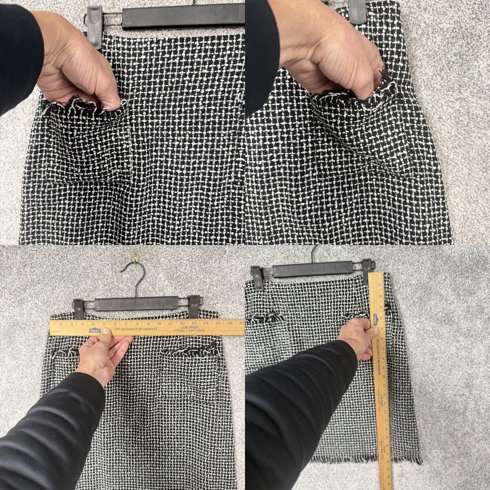 Vintage VINTAGE Ninety Two Piece Tweed Skirt Suit Set Jacket Skirt Black Check 3/4 Sleeve Office Siren Dark Academia Womens 10 Size 32" / US 10 / IT 46 - 9 Thumbnail
