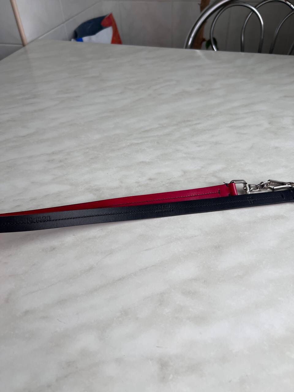 Prada × Vintage PRADA Womens Logo Buckle Belt y2k grunge red leather Size ONE SIZE - 25 Thumbnail