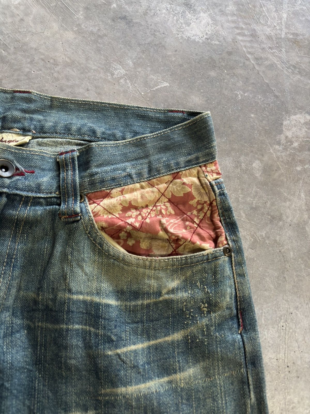 Hysteric Glamour × If Six Was Nine × Japanese Brand GUMU distressed japanese denim sakura sukajan sick mud wash Size US 31 - 7 Thumbnail