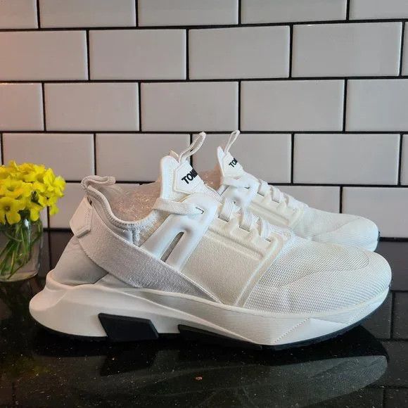 image of Tom Ford O1Mj1Ld1Sgn0324 Men’S Jago Designer Fashion Sneaker In White, Men's (Size 12)