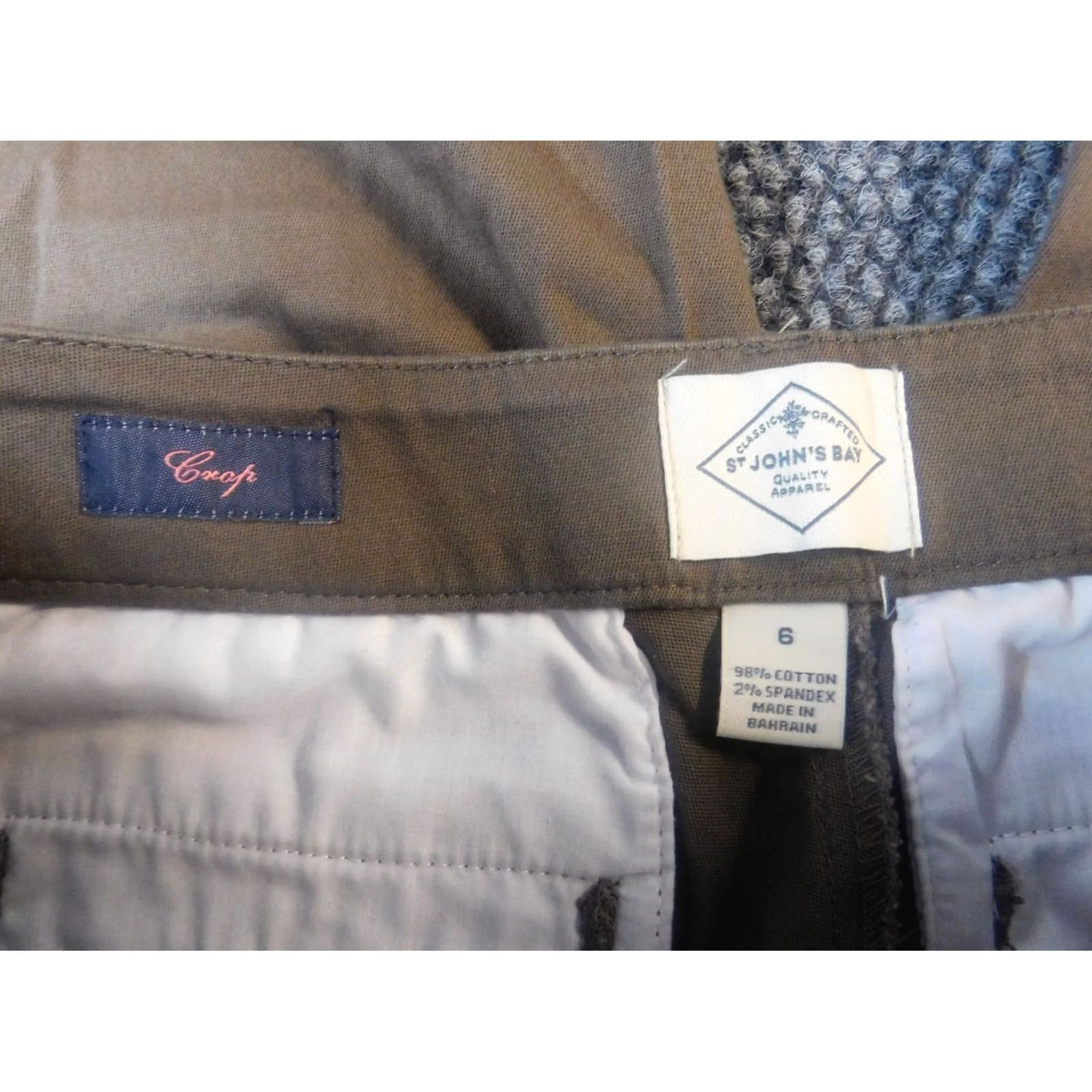 Vintage St. John's Bay Womens Pants Cropped 6 Straight Brown Cotton Lyocell Zip Regular Inseam 18 in Knit Stretch Zipper Size 28" / US 6 / IT 42 - 4 Thumbnail