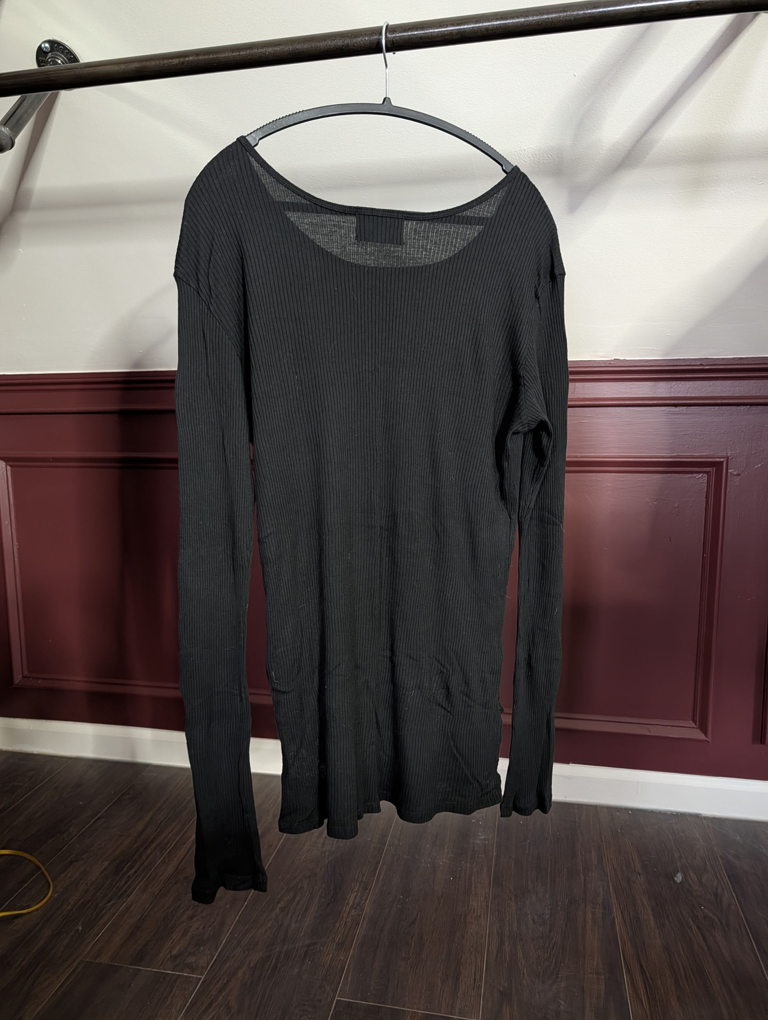 Enfants Riches Deprimes ICONIC Black Ribbed E.R.D. logo embroidered cotton L/S shirt Size US L / EU 52-54 / 3 - 8 Thumbnail