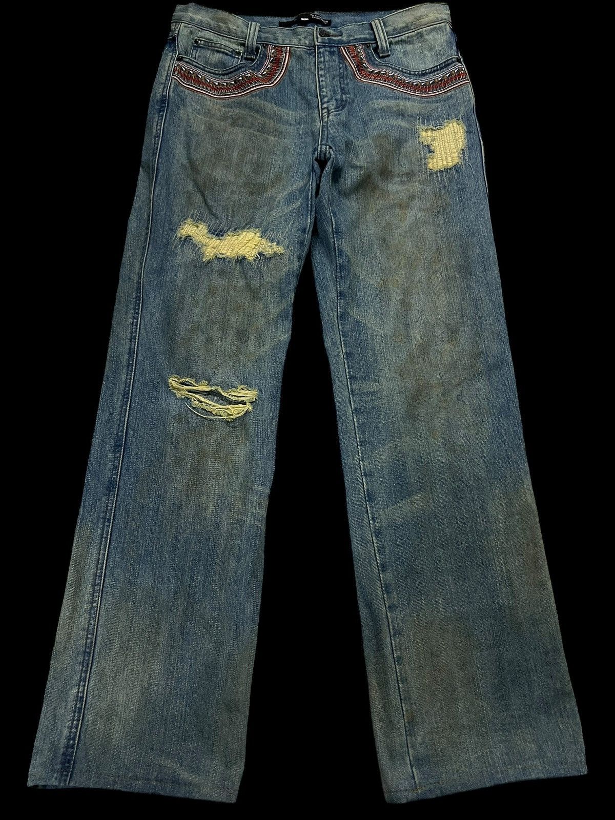 Japanese Brand × Jean × Vintage Japanese brand exhibitionist Distress Dirty Jean Size US 32 / EU 48 - 1 Thumbnail