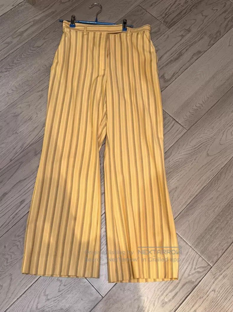 Acne Studios Acne Studios Wool Yellow Striped Wide Leg Trousers for Wom Size 24" / US 00 / IT 34 - 1 Thumbnail