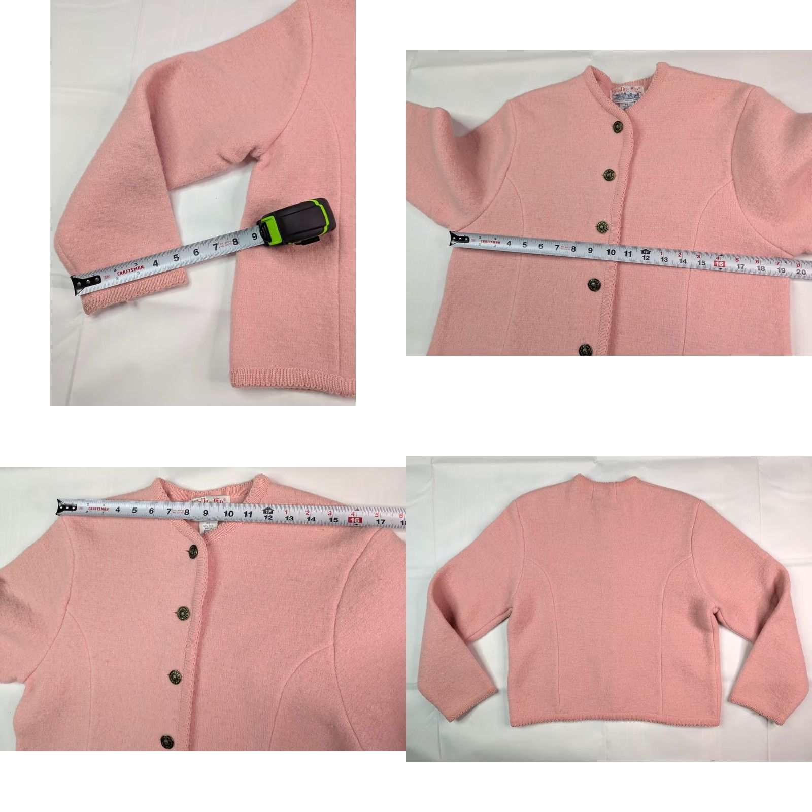 Pinko VINTAGE Tally-Ho Cardigan Wool Sweater Womens PS Pink Buttons 80s 90s Emo Goth Grunge Classic Knit V-Neck Cardigan Womens Size S / US 4 / IT 40 - 8 Thumbnail