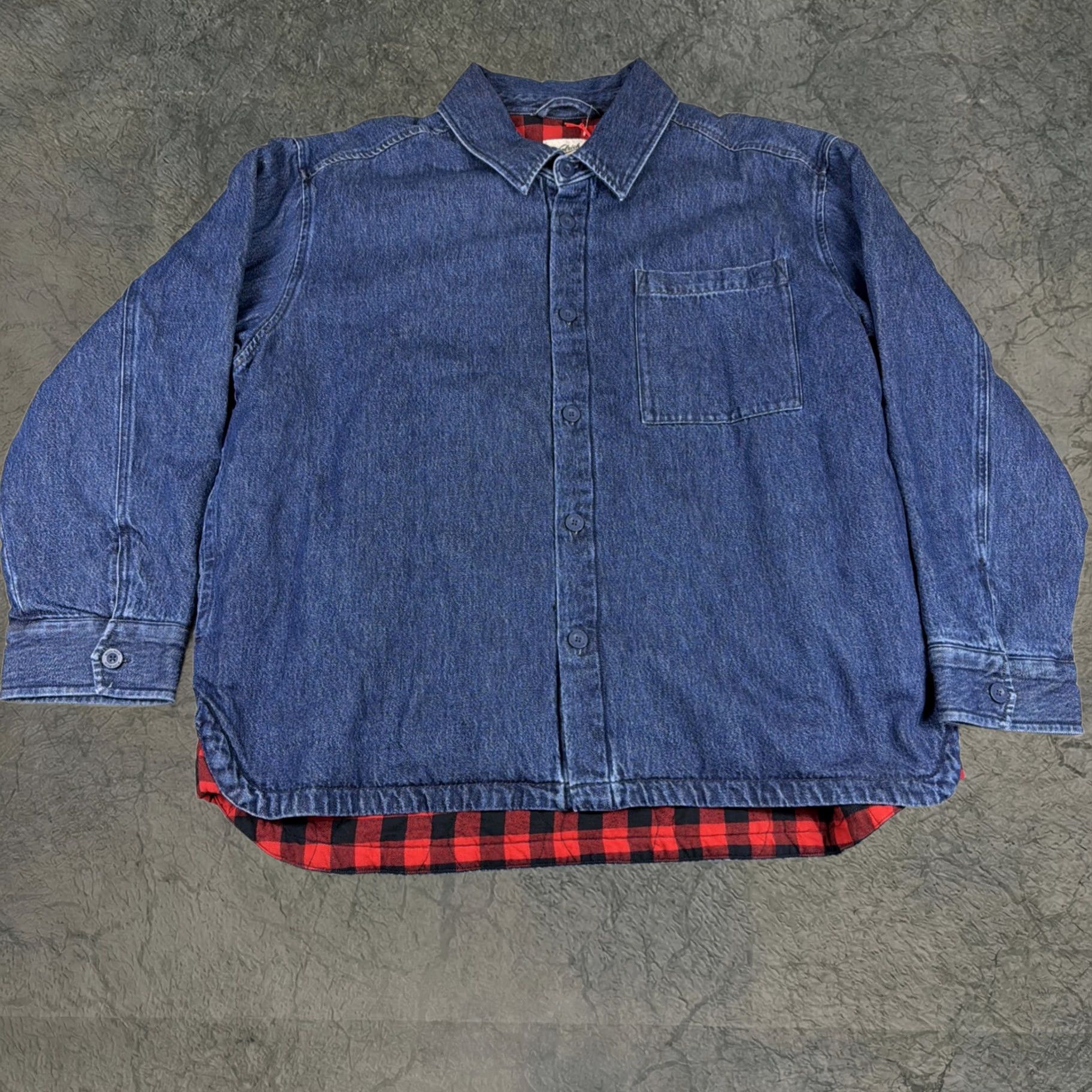 Woolrich Jacket Men's Size 1XL Denim Plaid Lined Shacket Heritage Classic Workwear in Blue, Men's
