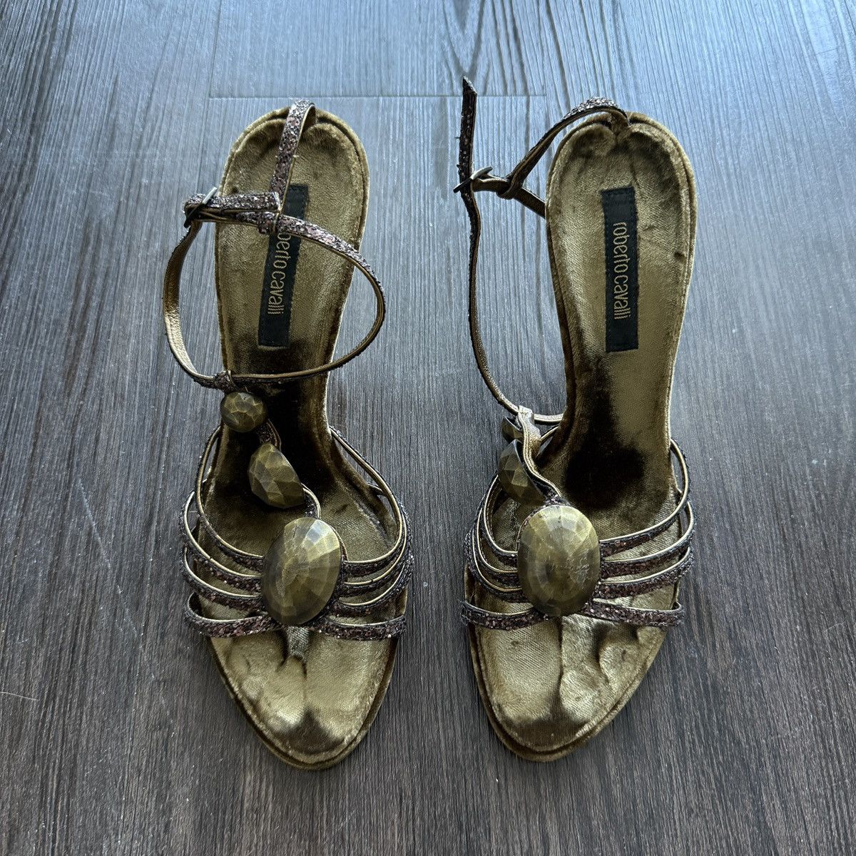 Roberto Cavalli Vintage Roberto Cavalli Brown Glitter Heels Size US 7 / IT 37 - 1 Thumbnail