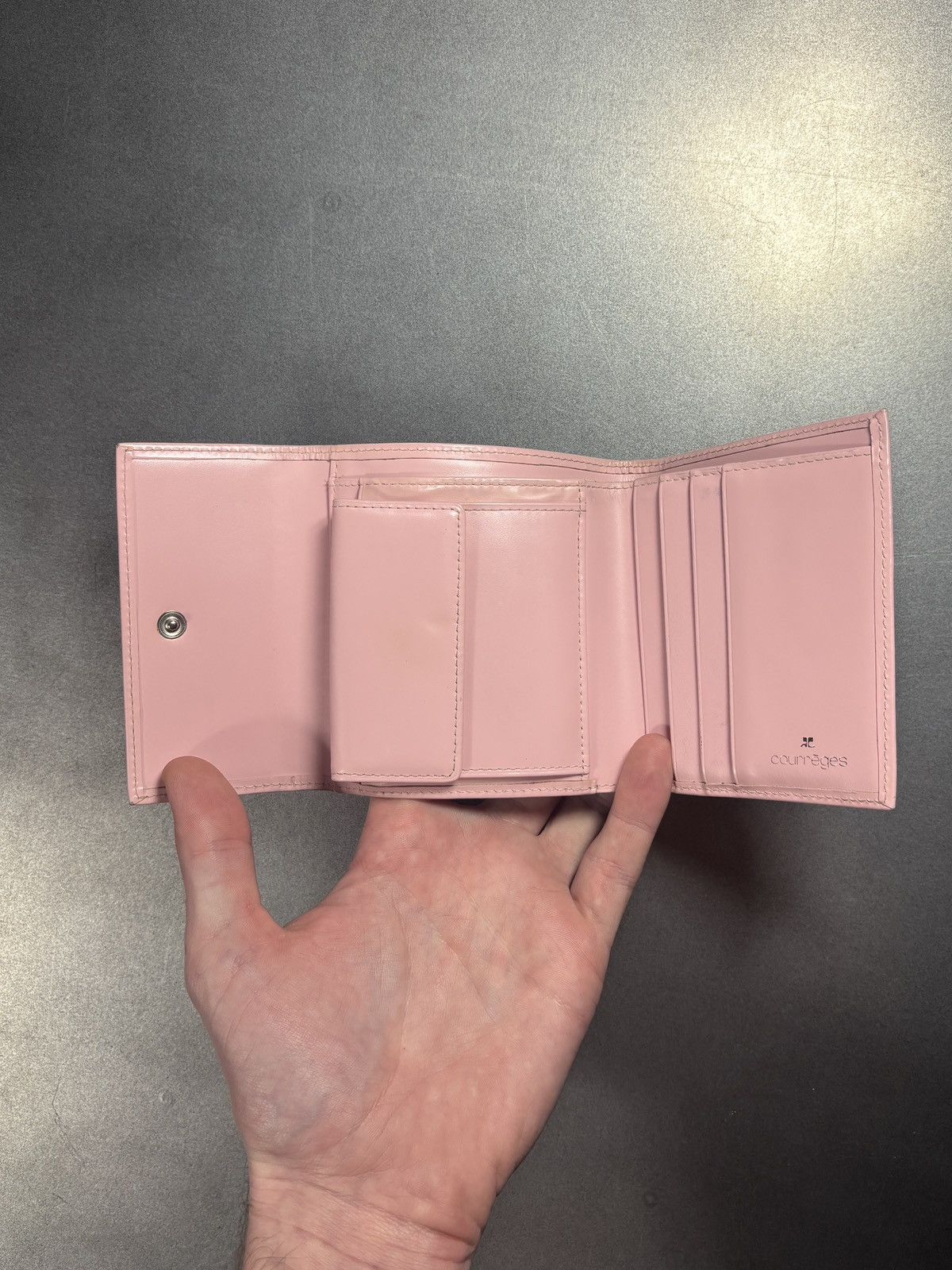 Courreges Vintage Courrèges Wallet Pink Patent Leather Tri Fold Purse Size ONE SIZE - 4 Thumbnail