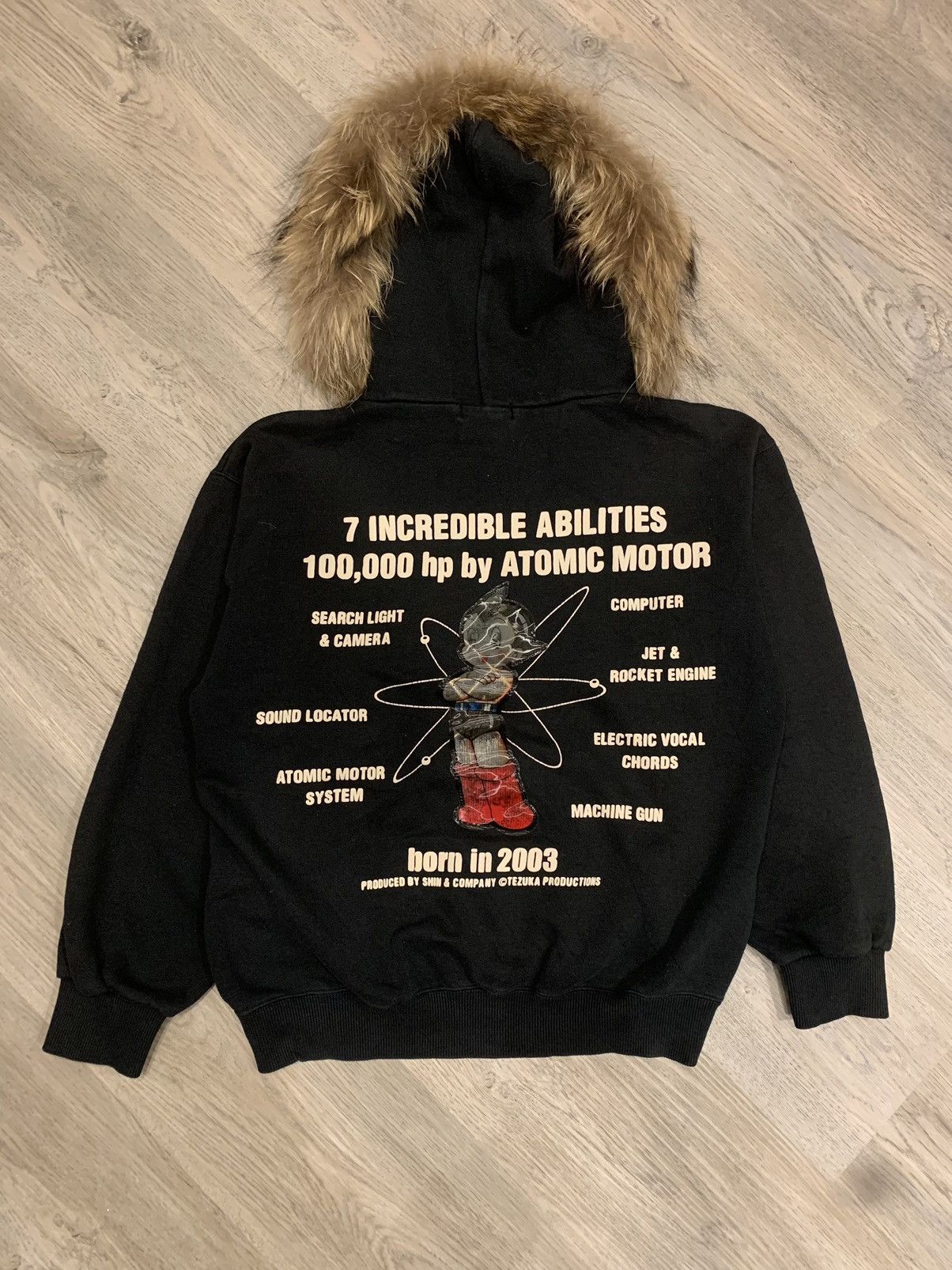 image of Beauty Beast x If Six Was Nine Astroboy Fur Hoodie 7 Incredible Abilties in Black (Size Small)
