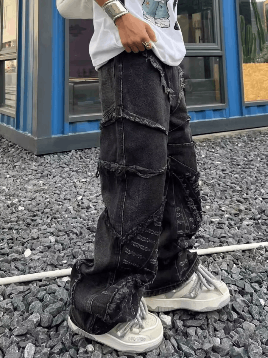 Japanese Brand × Jean Vintage Heavy Duty Fringed Straight Leg Jeans Size US 34 / EU 50 - 4 Thumbnail