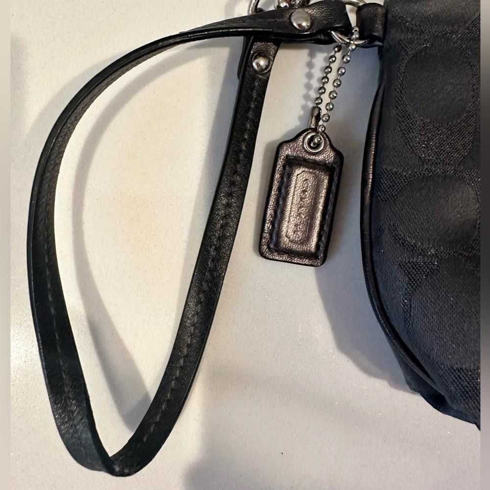 Coach COACH Wristlet Signature Dark Charcoal Gray Metallic Canvas Size ONE SIZE - 5 Thumbnail