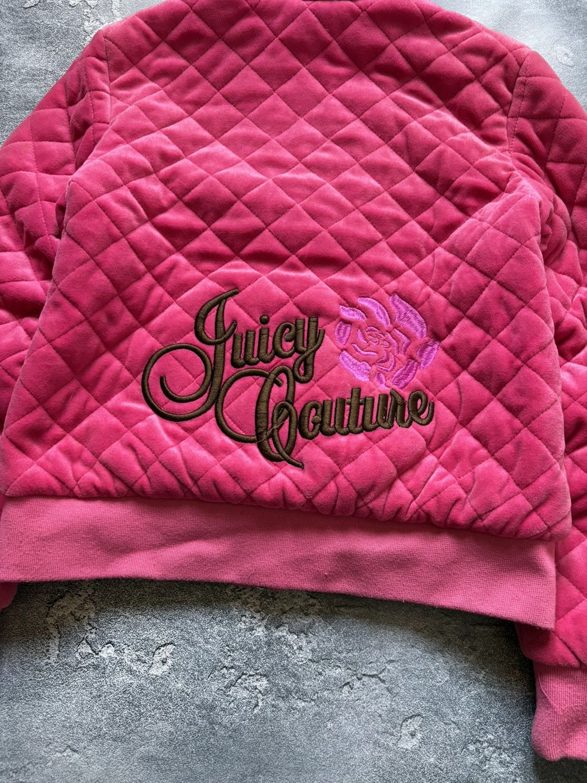 Juicy Couture Vintage Juicy Couture Y2K Big Logo Velour Quilted Jacket Size L / US 10 / IT 46 - 8 Thumbnail