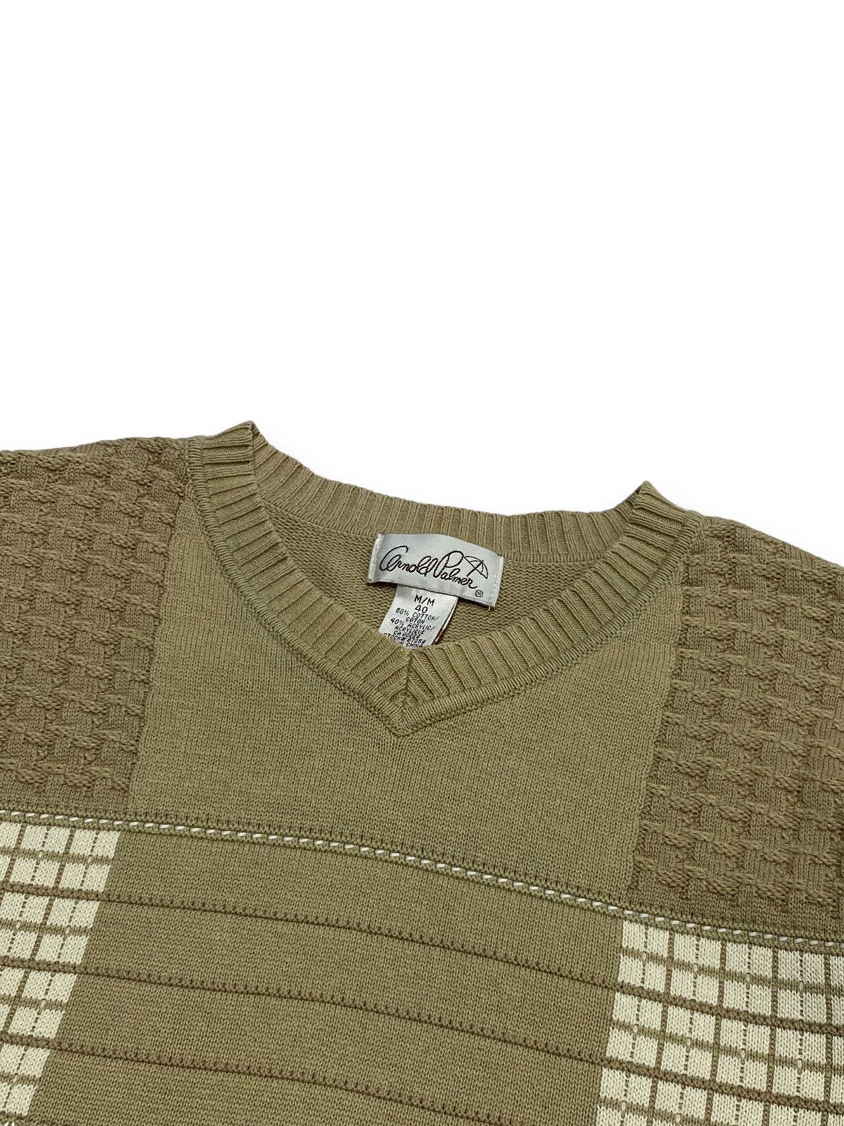 Vintage 90s Vintage ARNOLD PALMER Beige V Neck Sweater Size US L / EU 52-54 / 3 - 2 Thumbnail