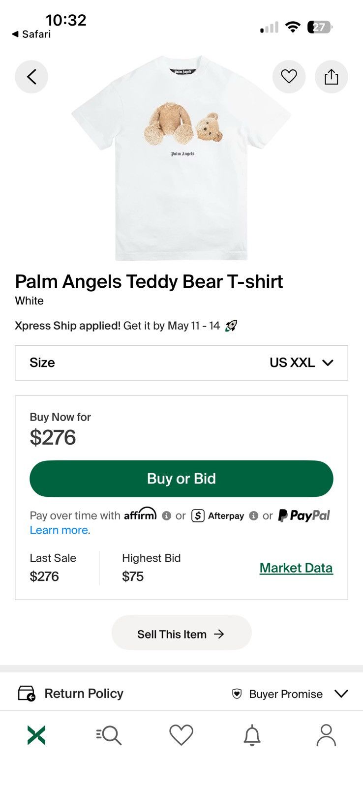 Palm Angels Palm Angels Teddy Bear T-Shirt Size XXL Size US XXL / EU 58 / 5 - 9 Thumbnail