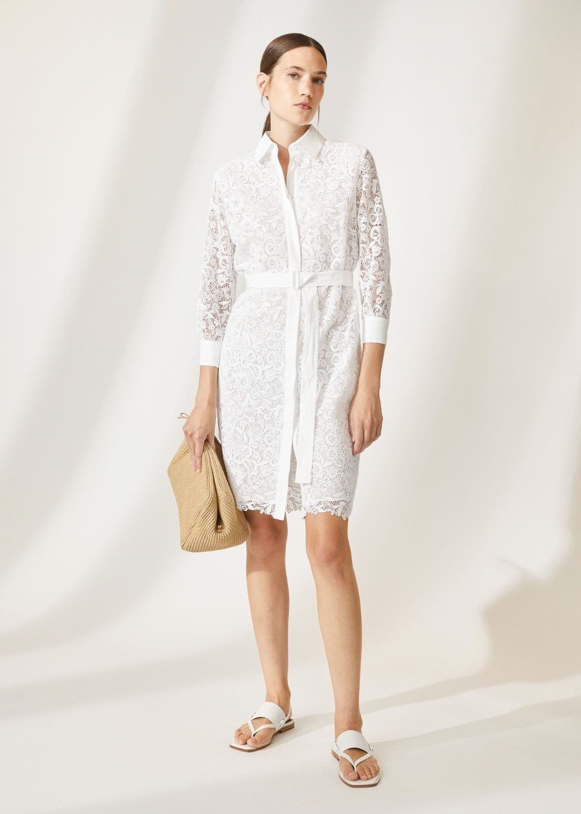 Loro Piana o1srvl11e0824 Evangeline Infinite Midi Dress in White Size XL / US 12-14 / IT 48-50 - 1 Thumbnail