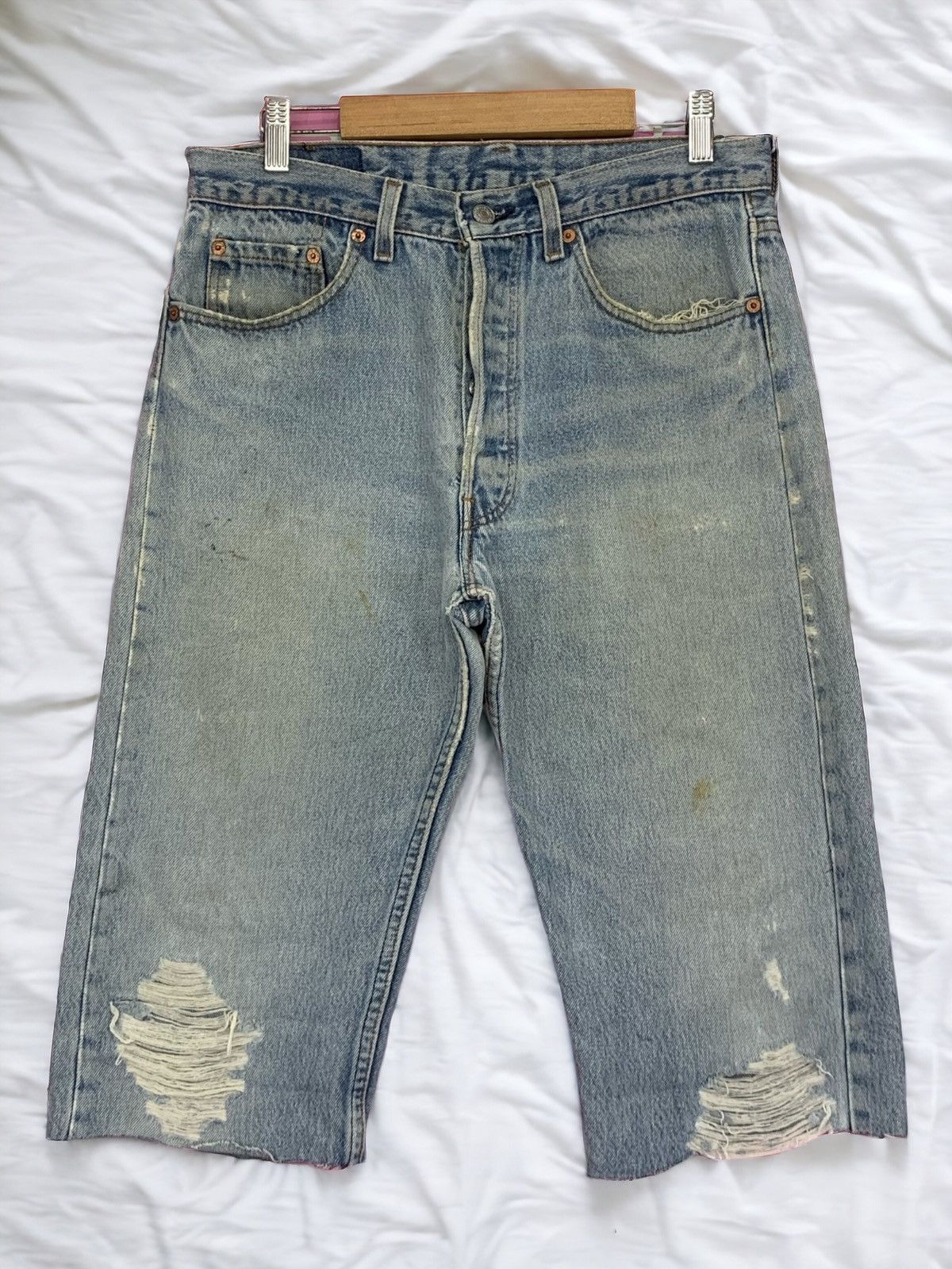 Levi's × Vintage Vintage USA Levis 501 Distressed Light Wash Short Size US 31 - 1 Thumbnail