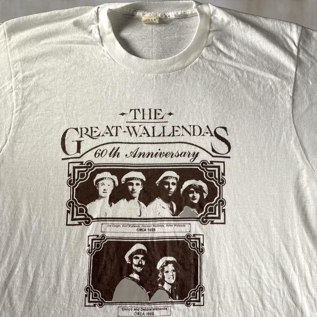 Vintage VINTAGE Great Wallendas Shirt Mens Large White 60th Anniversary Made USA 80s Screen Stars Size US L / EU 52-54 / 3 - 1 Thumbnail