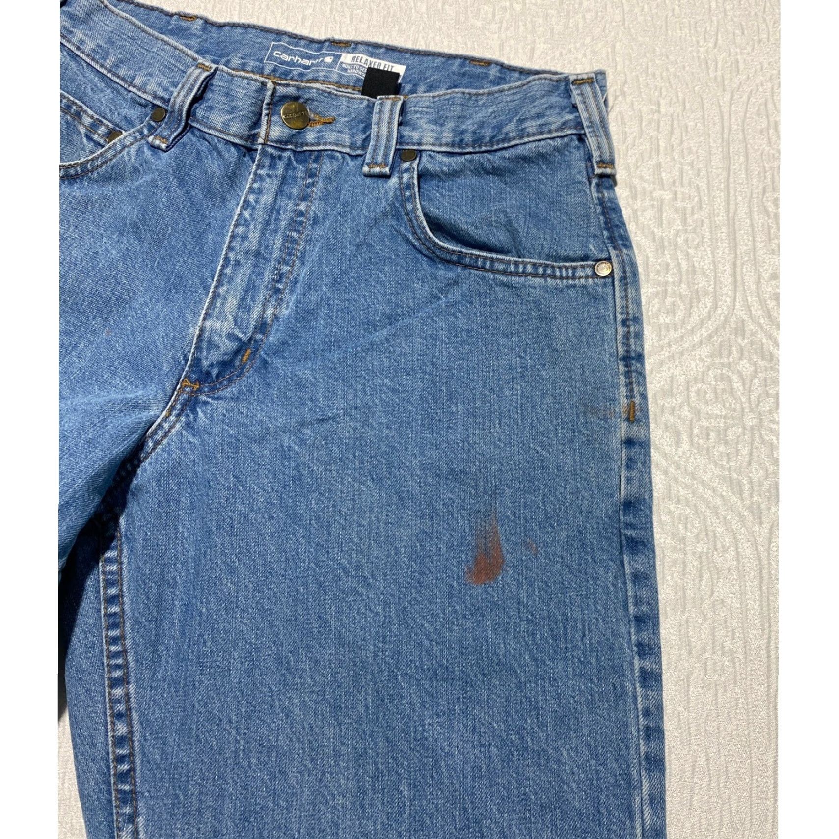 Carhartt Carhartt Jeans 30x30 Blue Medium Wash Relaxed Straight Leg 5-Pocket Denim Mens BD5119-M VW Size US 30 / EU 46 - 3 Thumbnail