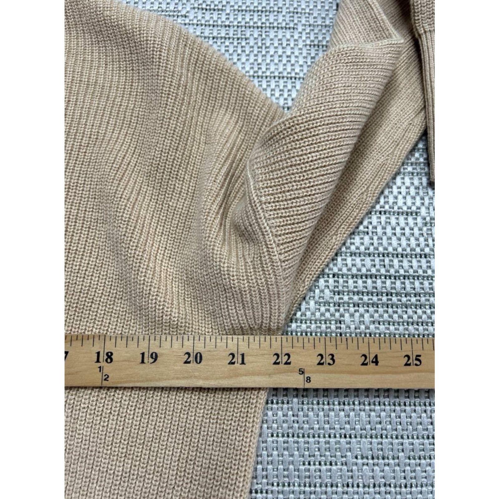 Vintage Forte Cashmere Sweater Womens Large Beige Cotton V Neck Tight Knit Ribbed Winter Size L / US 10 / IT 46 - 7 Thumbnail