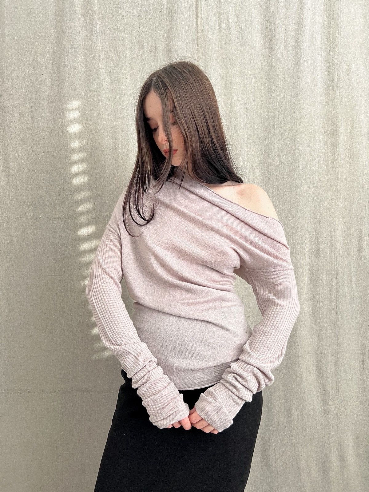 Rick Owens FW03 ‘TRUCKER’ Runway Off-Shoulder Wool Knit Size S / US 4 / IT 40 - 2 Thumbnail