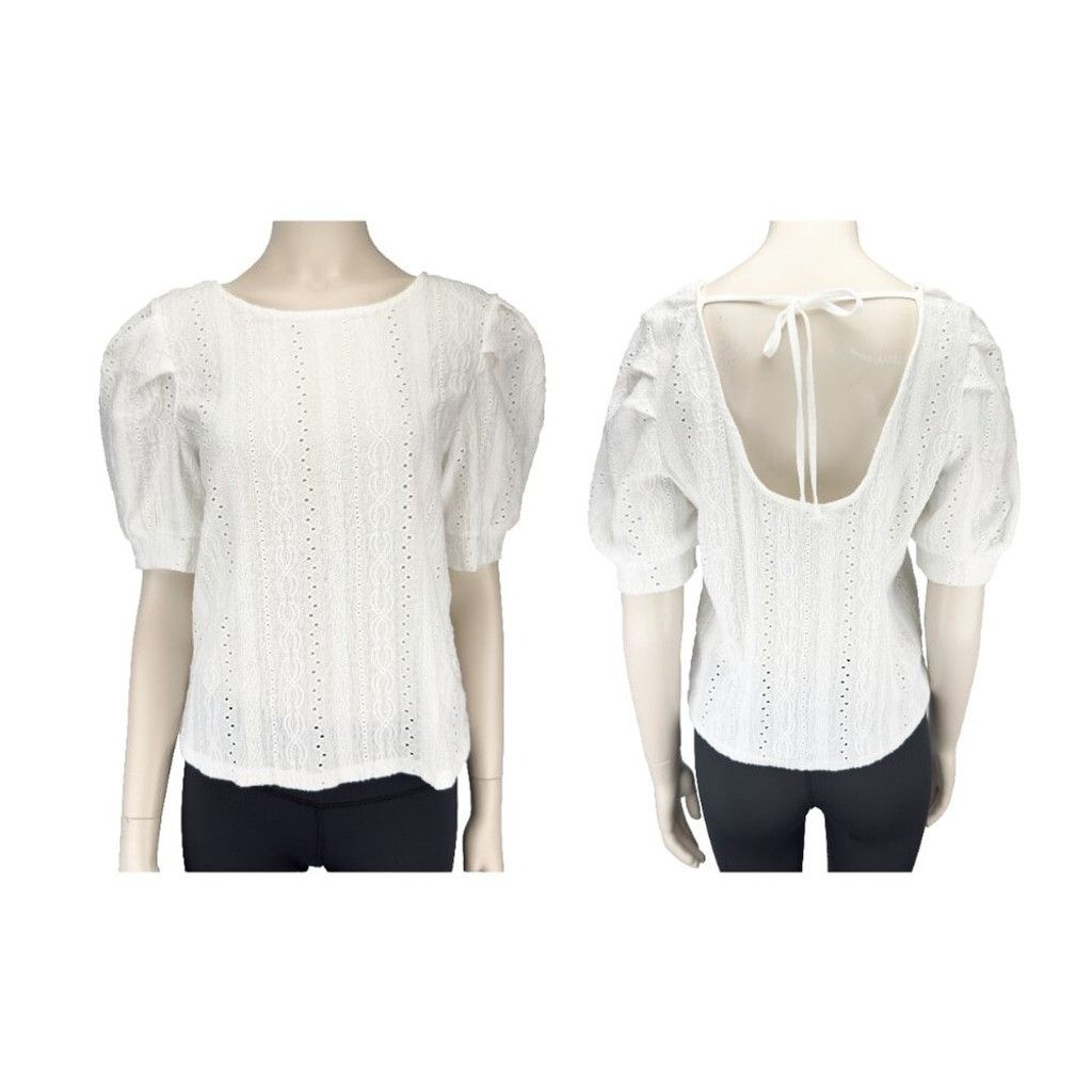 USA Olympics ONLY Eyelet Cottagecore Round Neck Boho White Lace Top Sz M Size L / US 10 / IT 46 - 1 Thumbnail