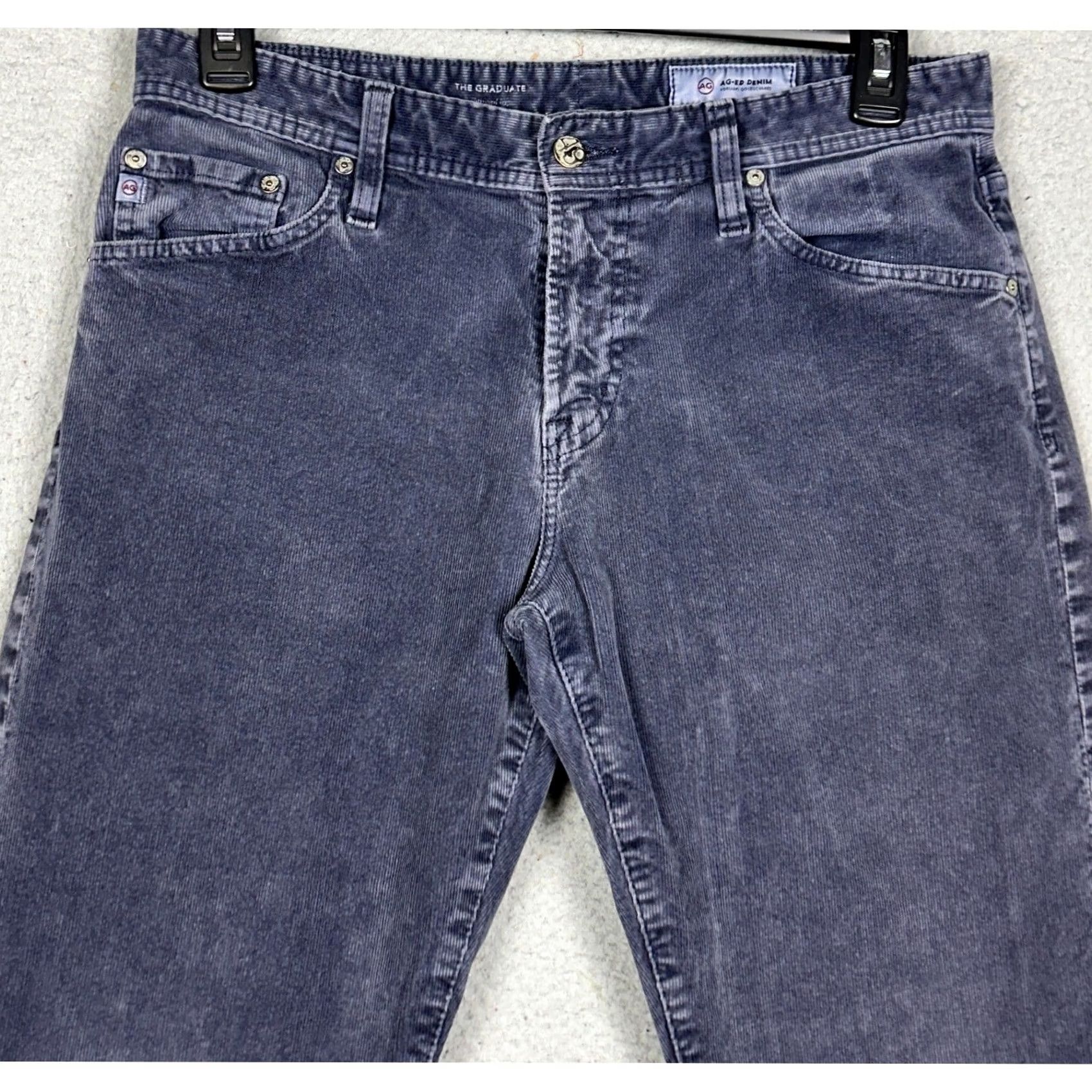 Vintage AG Adriano Goldschmied Pants Mens 32x34 The Graduate Corduroy Tailored Leg Gray Chino Slim Straight 5-Pocket Size US 32 / EU 48 - 2 Thumbnail