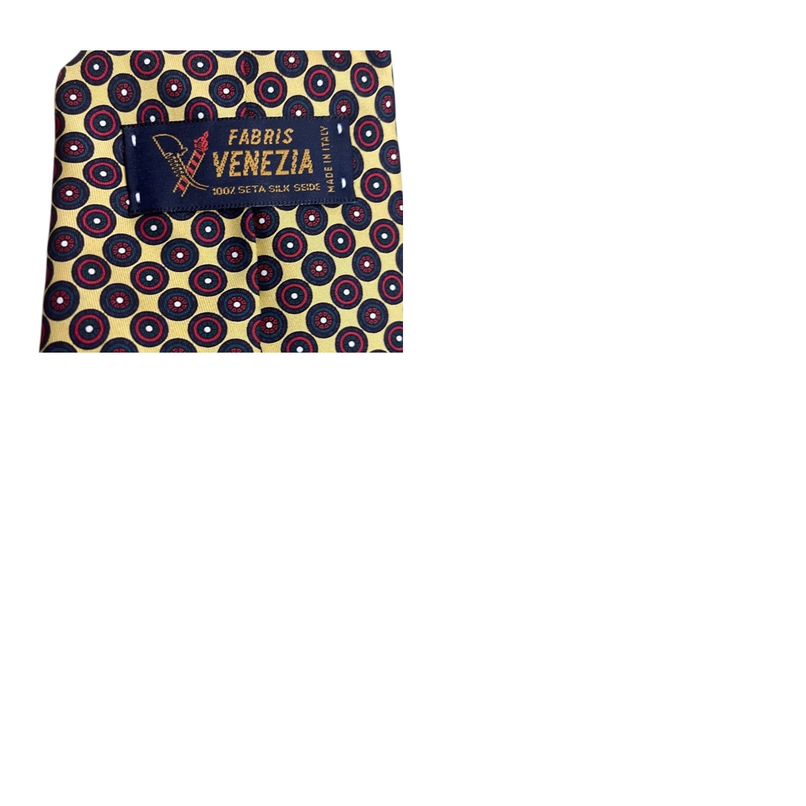 Vintage Venezia Tie 100% Silk Made in Italy Mens Gold 58 Inch 4" at widest point Size ONE SIZE - 9 Thumbnail