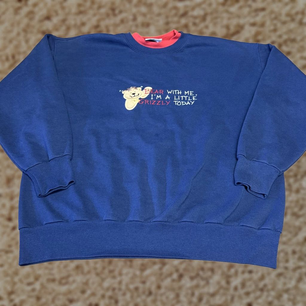 Vintage ME Energy Sportswear Sweatshirt Mens Large Blue Bear Grizzly Graphic Fleece Size US L / EU 52-54 / 3 - 1 Thumbnail