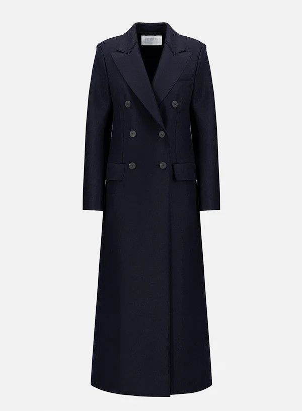 Harris Wharf London o1s22i1n1024 Double-Breasted Pressed Wool Coat in Blue Size S / US 4 / IT 40 - 1 Thumbnail
